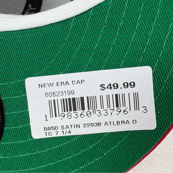 New Era Atlanta Braves Spring Satin 59FIFTY Fitted Hat Baseball Cap Adult 7 1/4 - Picture 8 of 8